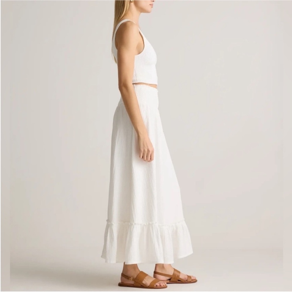 QUINCE 100% Organic Cotton Gauze Smocked Maxi Skirt MEDIUM - Picture 4 of 12